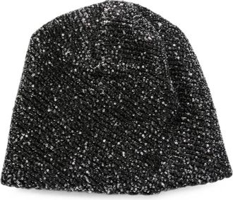Maison Michel Jude Beanie - Dames - Hoeden - Zwart - ONE Size - Pailletten - Accessoires