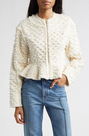 Ulla Johnson Rosalind Cotton Peplum Jacket in Ivory at Nordstrom, Size 10