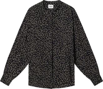 Isabel Marant Black Blouse with Scattered Square Dot Pattern