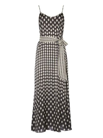 Temperley London Cowrie print belted slip midi dress - women - Elastane/Silk - 14 - Black