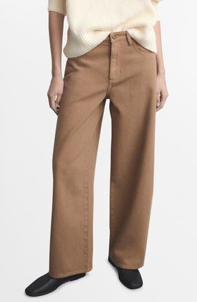 Mango Low Rise Balloon Jeans in Sand at Nordstrom, Size 14
