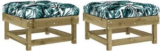 vidaXL vidaXL Garden Footstools with Cushions 2pcs Impregnated Wood Pine