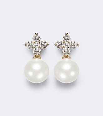 Bucherer Bloom 18kt gold earrings with pearls and diamonds