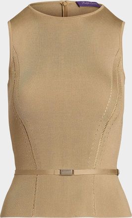 Ralph Lauren Collection Belted Stretch Silk Sleeveless Sweater