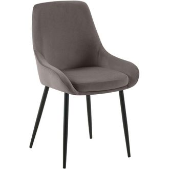Clp Clp - Silla De Comedor Elmira De Terciopelo Antracita Metal Negro Mate