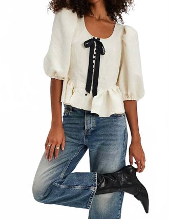 Free People Pamela Bow Top In White Alyssum