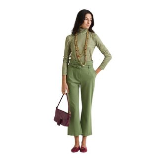 Maliparmi Wide Trousers, female, Green, Size: XL Milano Stitching Trousers