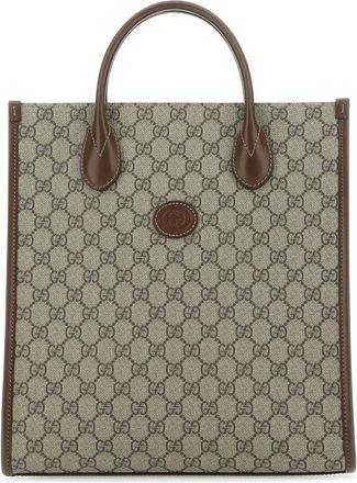 Gucci Gg Supreme Fabric And Leather Handbag