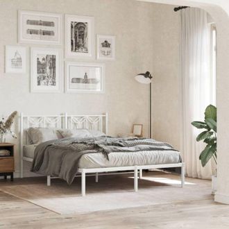vidaXL Giroletto con Testiera Metallo Bianco 140x200 cm - Vidaxl