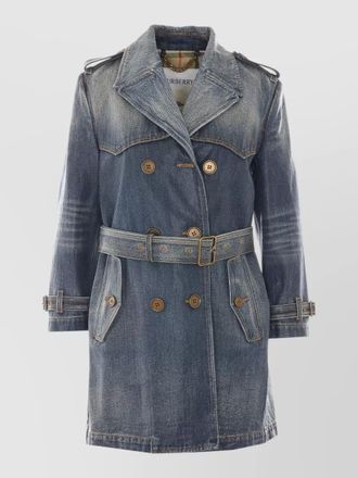 Burberry belted denim jacket button cuffs epaulettes