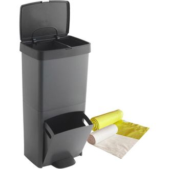 SP Berner Sp Berner - Pack Cubo De Basura O Reciclaje 70l, Vertical, 2 Compartimentos, Papelera Residuos, 76 Cm, F&aacute;cil Gesti&oacute;n, Incluye Bolsas De Basura Adaptad