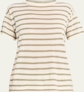 Brunello Cucinelli Metallic Striped Short-Sleeve T-Shirt