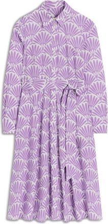 Boden Amy Print Long Sleeve Stretch Cotton Shirtdress in Pretty Violet, Deco Palm at Nordstrom, Size 6