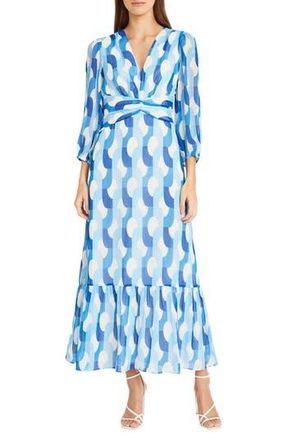 Donna Morgan Waist Detail Maxi Dress in Cream/Powder Blue at Nordstrom Rack, Size 18