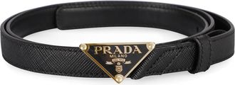 Prada Saffiano Leren Riem met Metalen Gesp - Dames - Riemen - Zwart - 90 CM - Leer - Accessoires