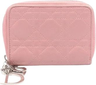 Dior Pre-owned Wallets, female, Pink, Size: ONE SIZE Pre-owned Lady Dior Leather Wallet