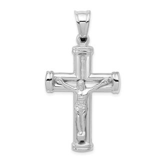 Diamond2Deal 14K White Gold Reversible Crucifix Pendant