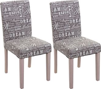 Hhg Nunca Usado] Lote De 2 Sillas De Comedor Littau, Silla Silla De Cocina, Textil Con Letras, Gris, Patas Estructura - Roble