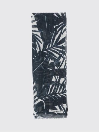 Emporio Armani Tropical Print Linen Blend Scarf with Fringed Edges