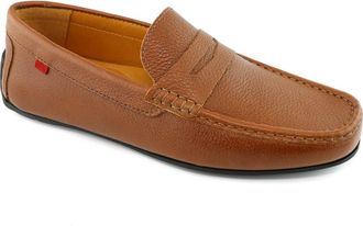 Marc Joseph New York West Village Leather Slip on Penny Loafer in Cognac Grainy Leather at Nordstrom, Size 9