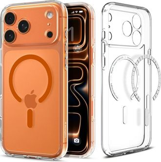 OEM Spigen Ultra Hybrid Magfit Back Cover Transparente/naranja Apple Iphone 17 Pro