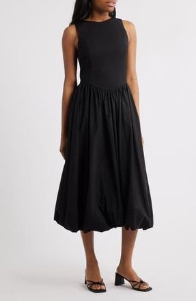 Wayf Shay Bubble Hem Cocktail Midi Dress in Black at Nordstrom Rack, Size Small
