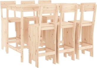 vidaXL 7 Piece Garden Bar Set Solid Wood Pine Vidaxl