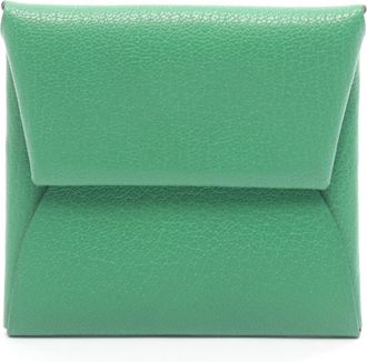 Herm&egrave;s Green Chevre Leather Coin Purse/Coin Case (Pre-Owned)