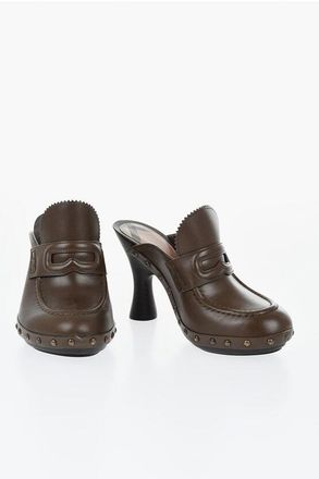 Burberry Brushed Leather Mules with Penny Design 11cm size 36