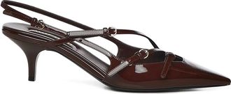 Miu Miu Pumps in pelle con cinturino posteriore - Marrone