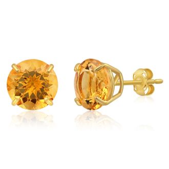 MAX + STONE 14k Yellow or White Gold 9mm Round Large Gemstone Stud Earrings
