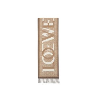 Loewe Winter Scarves, female, Beige, Size: ONE SIZE Jacquard Anagram Scarf