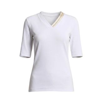PESERICO Peserico, T-Shirts, female, White, Size: XS Micro-rib Cotton T-Shirt