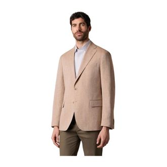 Brooks Brothers Herringbone Linen Wool Blazer - male - Brooks Brothers - Blazers - Brown - 2XL - Jackets