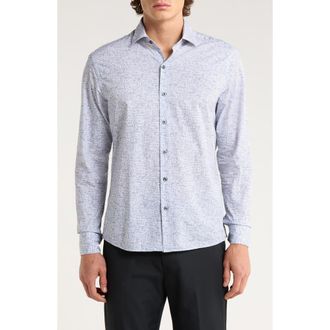 Robert Barakett Cornelius Geo Print Cotton Button-Up Shirt in Grey at Nordstrom, Size Xx-Large