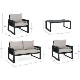 BIZZOTTO Juego De Sal&oacute;n De Jard&iacute;n Captiva Antracita