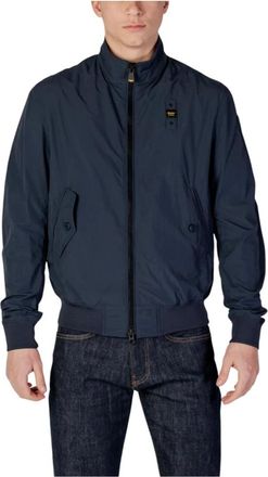 Blauer Jassen, Heren, Blauw, 2Xl, Turtleneck Zip-Up Jacket met Zakken aan de Voorkant