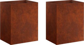 vidaXL Macetero De Jard&iacute;n 2 Uds. Oxidado 40 X 30 X 40 Cm Acero Oxidado Vidaxl
