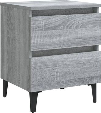 vidaXL Vidaxl - Mesita de noche con patas de metal gris Sonoma 40x35x50 cm