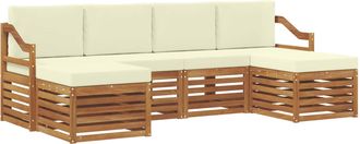 vidaXL Conjunto De Sof&aacute;s De Exterior 6 Uds. Natural Y Crema Vidaxl