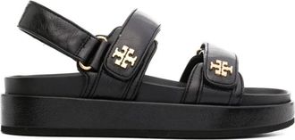 Tory Burch Tory Burch, Flat Sandals, female, Black, Size: 8 1/2 US Kira Leather Slingback Sandal