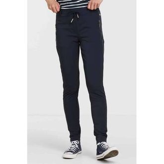 TQ Amsterdam high waist tapered fit pantalon Maud van travelstof donkerblauw