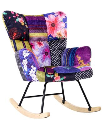 Beliani Mecedora terciopelo multicolor