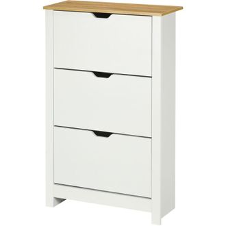 HOMCOM Scarpiera Slim 3 Cassetti per 18 Paia Scarpe e Ripiani Regolabili Bianco