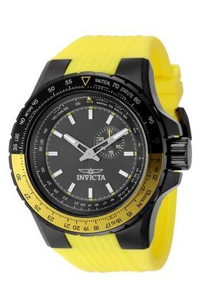 Invicta 49732 Aviator Watch in Gunmetal/Yellow at Nordstrom Rack