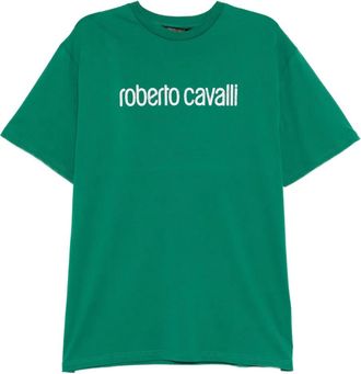 Roberto Cavalli T-shirt in cotone con logo - Verde