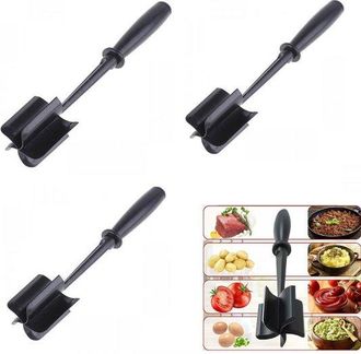 OEM Machacador De Patatas De 3 Piezas, Machacador De Carne, Machacador De Verduras, Mango Antideslizante, Manual, Verduras Y Pur&eacute; De Carne, Negro