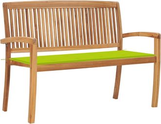 vidaXL Banco De Jard&iacute;n Apilable Y Coj&iacute;n Madera Maciza De Teca 128,5 Cm Vidaxl