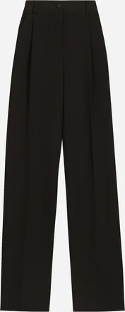 Dolce & Gabbana Flared Wool Gabardine Tuxedo Pants - Woman Pants And Shorts Black Wool 44