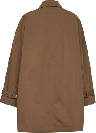 Toteme Womens Organic Cotton Oversized Trench Jacket Brown & Raincoats